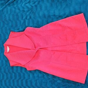 Red Cotton Blend Brocade Vest, Size 8